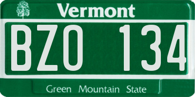 VT license plate BZO134