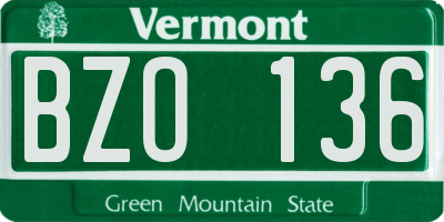 VT license plate BZO136