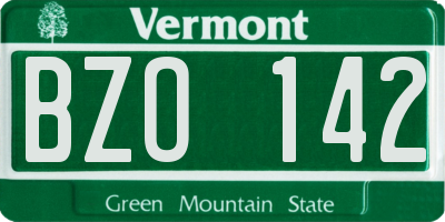 VT license plate BZO142
