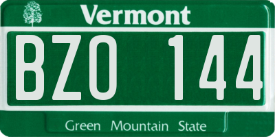 VT license plate BZO144