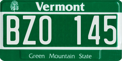 VT license plate BZO145