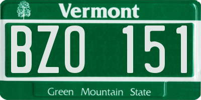 VT license plate BZO151