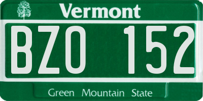 VT license plate BZO152
