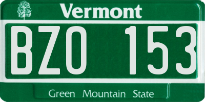 VT license plate BZO153