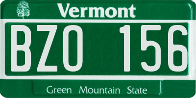 VT license plate BZO156