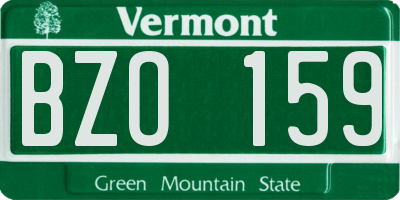 VT license plate BZO159
