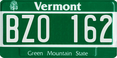 VT license plate BZO162