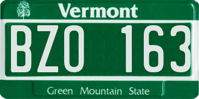 VT license plate BZO163