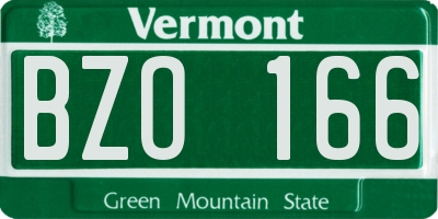 VT license plate BZO166