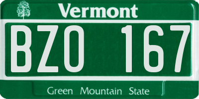 VT license plate BZO167