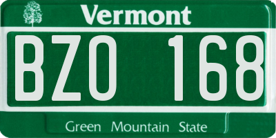 VT license plate BZO168