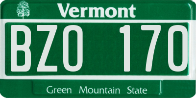 VT license plate BZO170