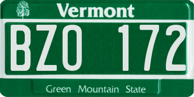 VT license plate BZO172