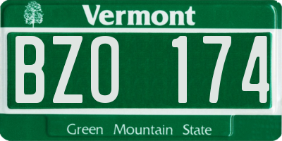 VT license plate BZO174