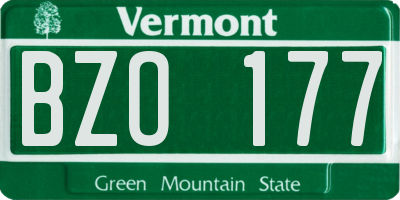 VT license plate BZO177