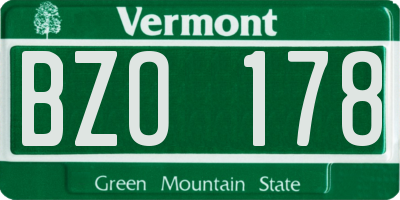 VT license plate BZO178