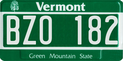 VT license plate BZO182