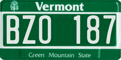 VT license plate BZO187