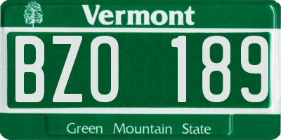 VT license plate BZO189