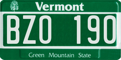 VT license plate BZO190