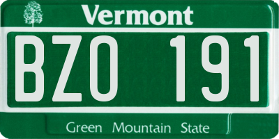 VT license plate BZO191
