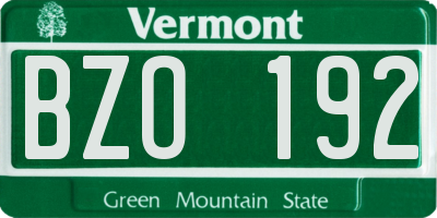 VT license plate BZO192