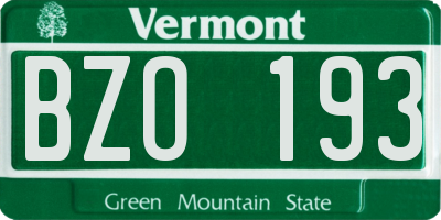 VT license plate BZO193