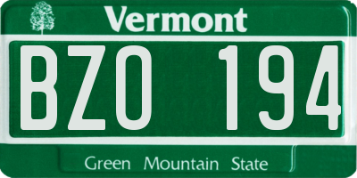 VT license plate BZO194