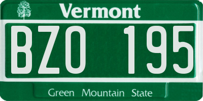 VT license plate BZO195