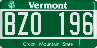 VT license plate BZO196