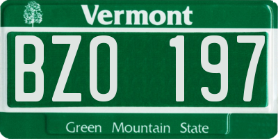 VT license plate BZO197