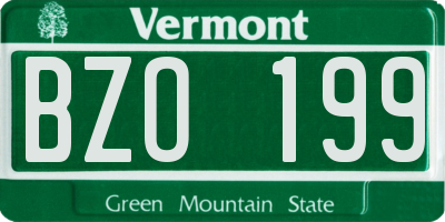 VT license plate BZO199
