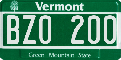 VT license plate BZO200