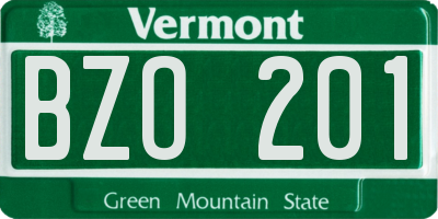 VT license plate BZO201