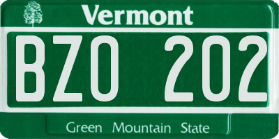 VT license plate BZO202