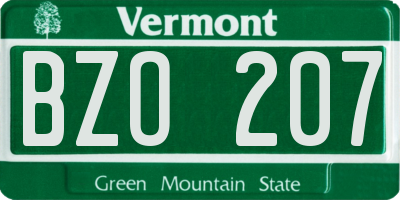 VT license plate BZO207