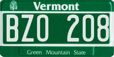 VT license plate BZO208
