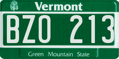 VT license plate BZO213