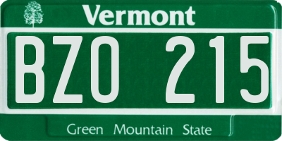 VT license plate BZO215