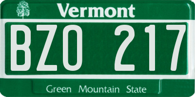 VT license plate BZO217