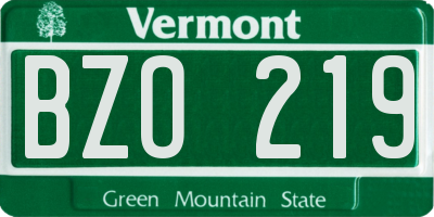 VT license plate BZO219
