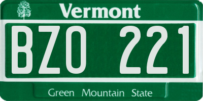 VT license plate BZO221