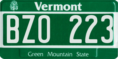 VT license plate BZO223