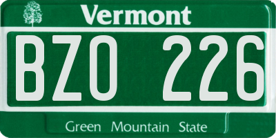 VT license plate BZO226