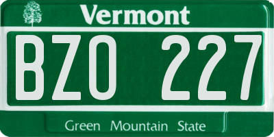 VT license plate BZO227