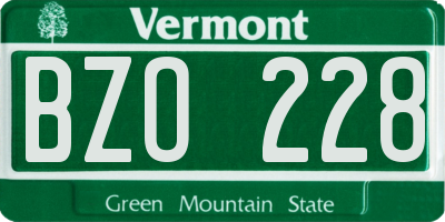 VT license plate BZO228