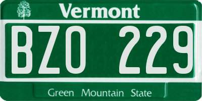 VT license plate BZO229