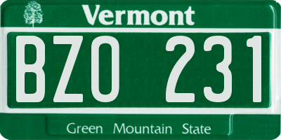 VT license plate BZO231
