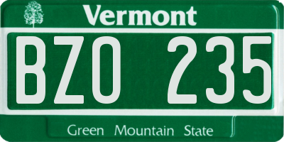 VT license plate BZO235