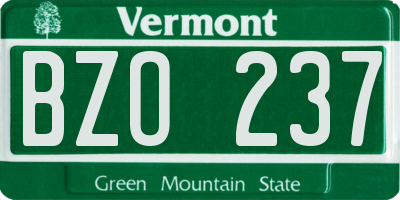 VT license plate BZO237